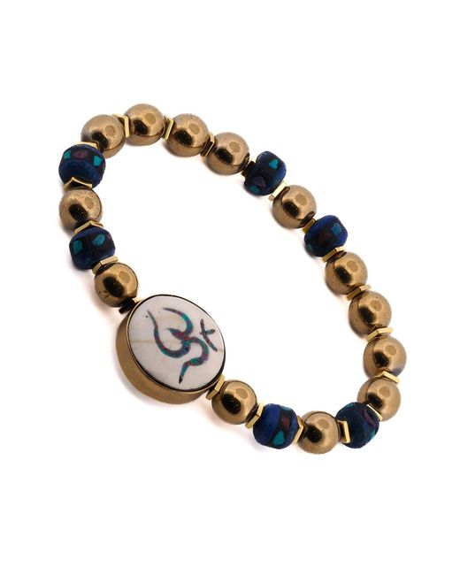 Ebru Jewelry Brown Om Mantra Meditation & Beaded Bracelet
