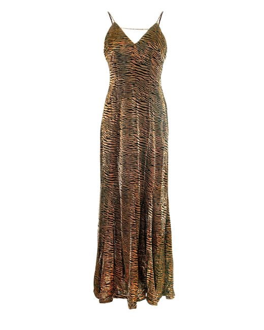 Amy Lynn Natural Talia Tiger Velvet Burnout Maxi Dress