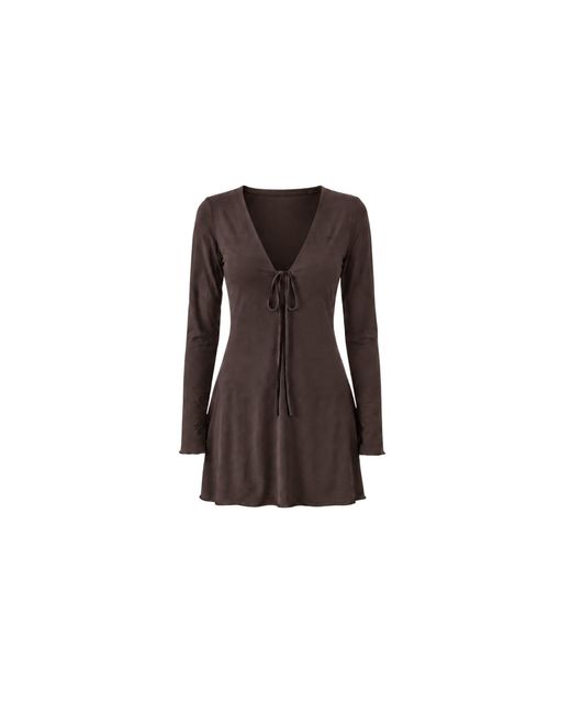 Alia Studio Brown Améthyste Mini Mesh Dress