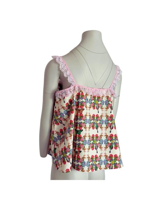 Couture to Your Door Blue Upcycled Babydoll Top With Lace