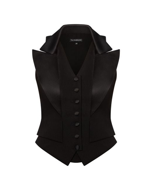 Tia Dorraine Black Single-Breasted Sleeveless Waistcoat