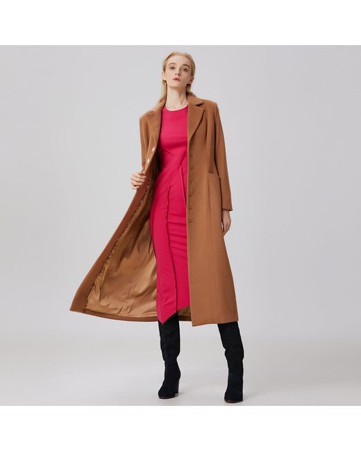 Smart and Joy Brown Long Tailor Woolen Coat