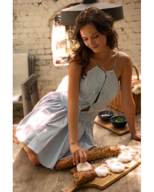 Amy Lynn Blue Raffaella Pure Cotton Skater Dress