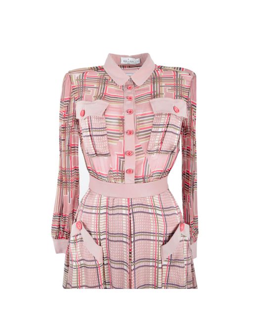 Rua & Rua Pink ' Check Print Silk Dress