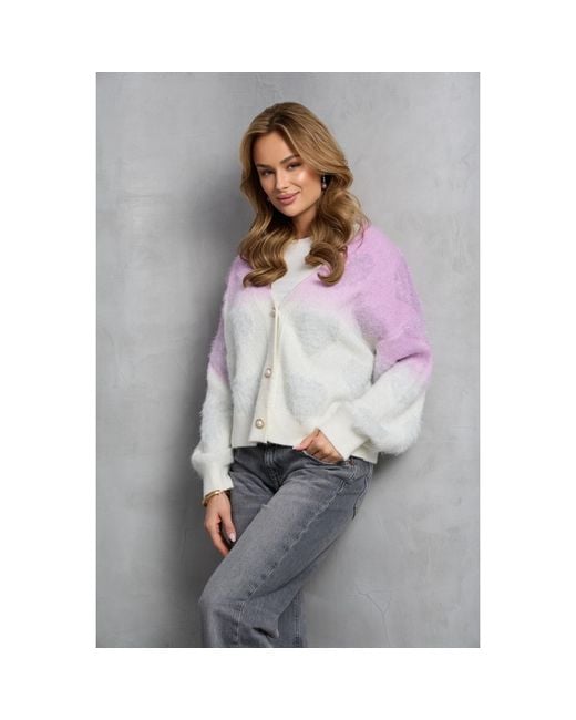 Saachi Purple Soft Heart Ombre Lilac Cardigan