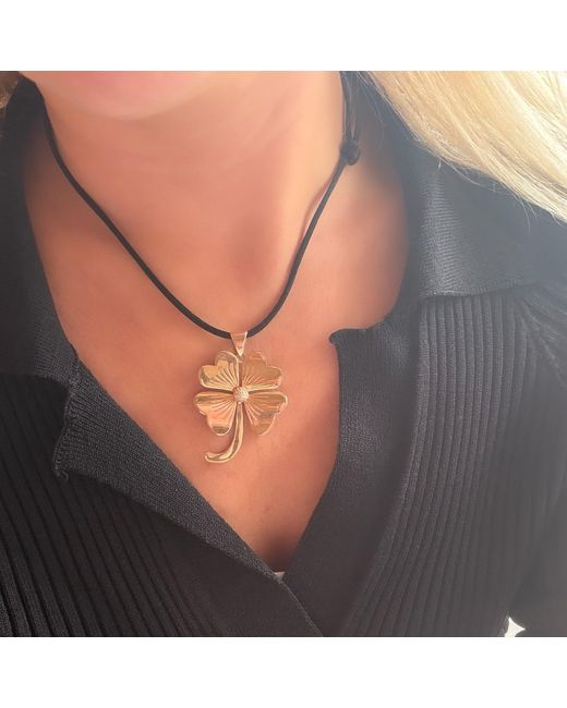 Ecce | Artisan Diamonds Natural 14K Solid Lucky You 4 Leaf Clover Diamond Lucky Pendant