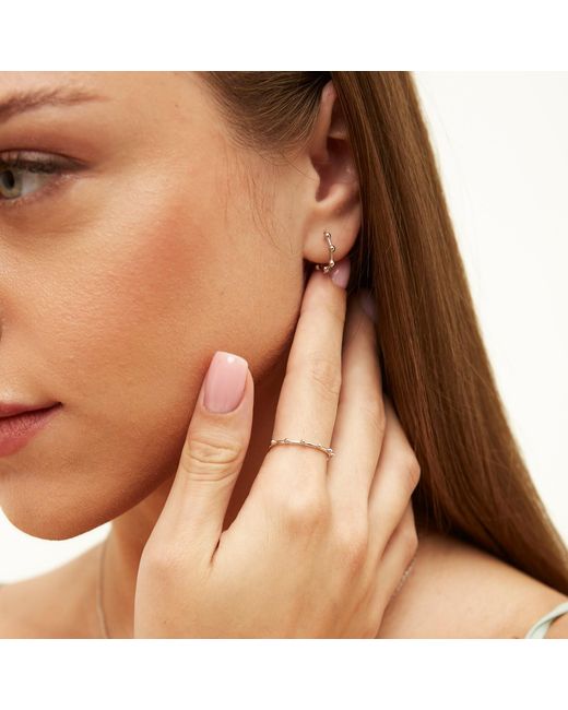 Spero London Metallic Seven Bead Sterling Hoop Earrings