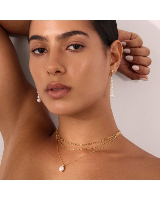 Vanhi Metallic Mini Paperclip Double Chain Necklace