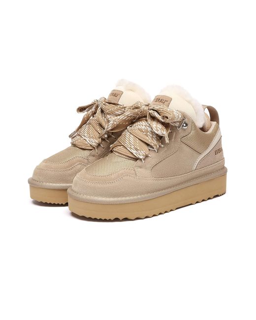 EverAu Australia Natural Neutrals Marbled Lace Up Platform Boots