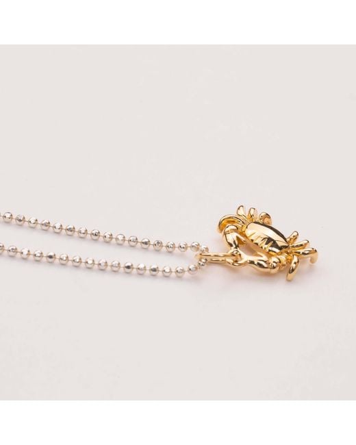 Oana Savu Metallic Chic Summer Handcrafted Crab Pendant Necklace