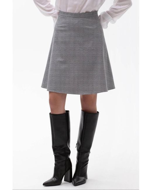 Maison Bogomil Gray A Line Plaid Skirt