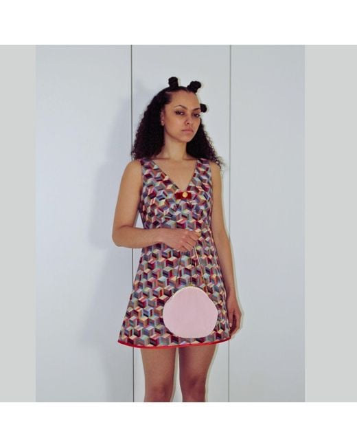 Couture to Your Door Red Tapestry Geometric A Line Mod Dress