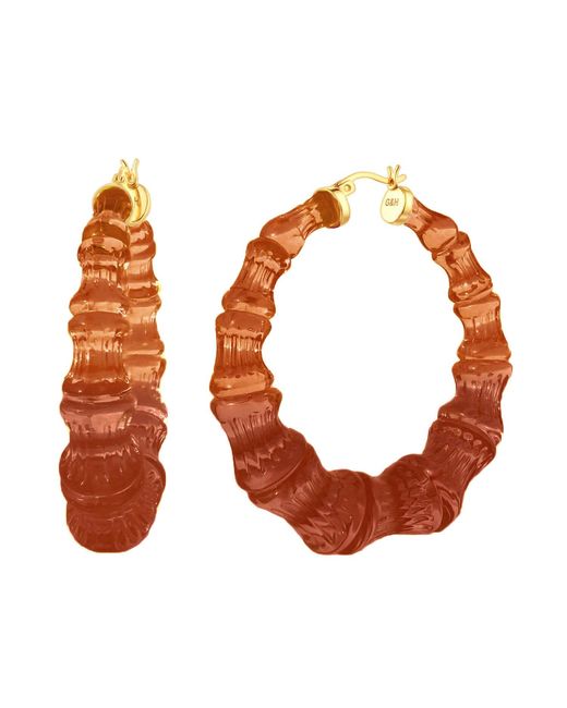 Gold & Honey Orange Neutrals Rum And Coke Bamboo Hoop Earrings
