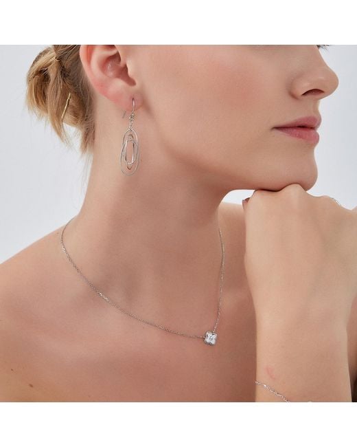 Spero London Metallic Enamel Four Leaf Clover Necklace With Gemstone