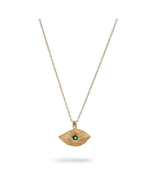 Ebru Jewelry Metallic Cleopatra's Emerald Guardian Eye Necklace