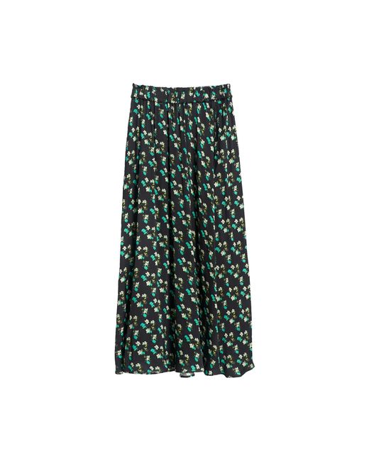 Lost Pattern Green Beach Blossom Satin Midi Skirt