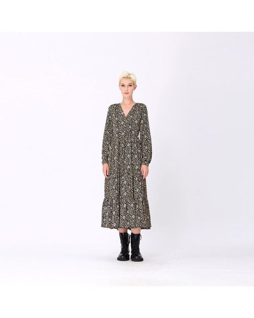 Smart and Joy Black Liberty Print Blouse Dress