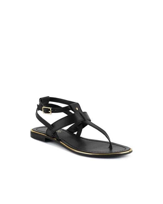 Rag & Co Black Irene Flat Thong Sandals By Rag & Co
