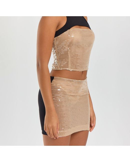 Egyptian Blue Black Neutrals Cropped Sequin Tank Top