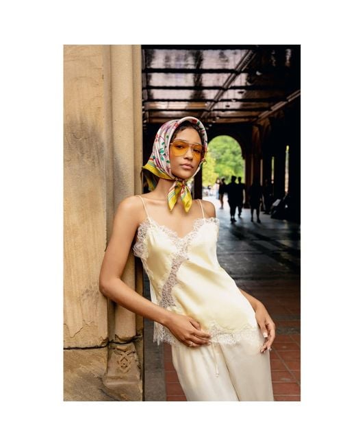 Jessie Zhao New York Pink Neutrals Limoncello Jardin Double Sided Silk Scarf