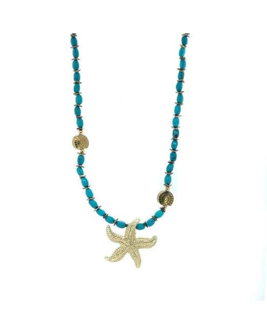 Ebru Jewelry Blue Ocean Spirit Starfish & Choker Necklace