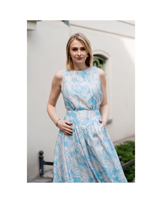 Oh!Zuza Blue Neutrals Wide-Strap Top & Midi Skirt Set