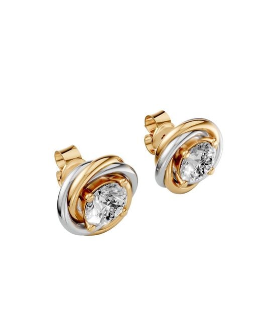 Aya Fine Jewelry Metallic Round Cut Lab Diamond Stud Earrings