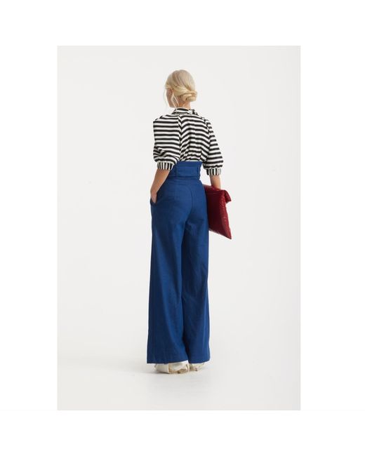 Julia Allert Blue High Waist Long Wide Leg Denim Trousers –