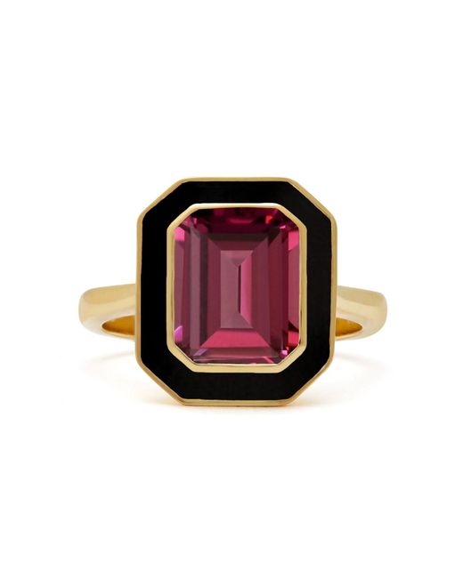Augustine Jewels Red Rhodolite And Enamel Cocktail Ring