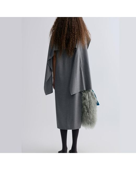 FRONT ROW SHOP Gray Opera Cape Maxi Dress