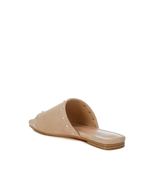 Rag & Co Natural Neutrals Odalia Soft Suede Leather Studded Flats