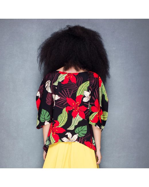 Bianca Popp Red Puff Blouse With Flaps