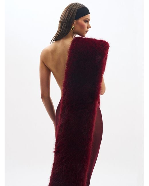 Miss Circle New York Purple Jazmin Burgundy Multi-Wear Faux Fur Scarf
