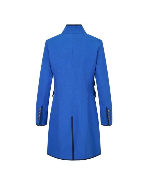 Beatrice von Tresckow Blue Electric Linen Cavalier Coat