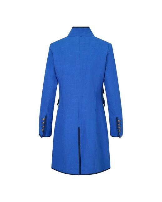 Beatrice von Tresckow Blue Electric Linen Cavalier Coat