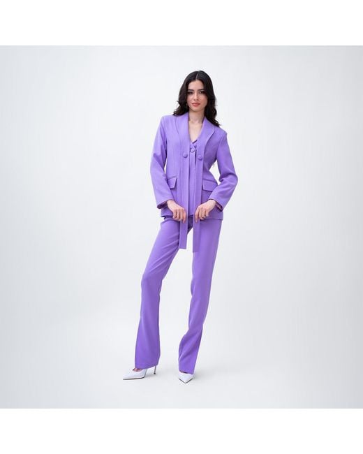 BLUZAT Purple Lilac Slim Fit Trousers