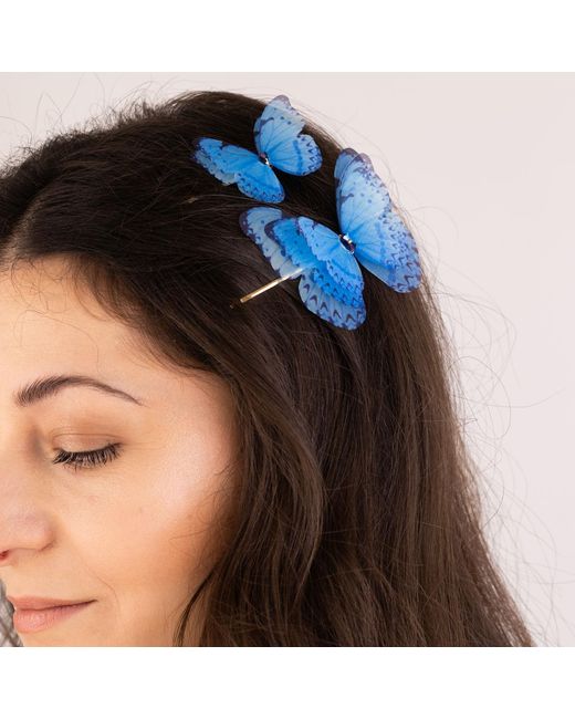 Oana Savu Blue Butterfly Bobby Pin Set Hair Pins Summer Accessories