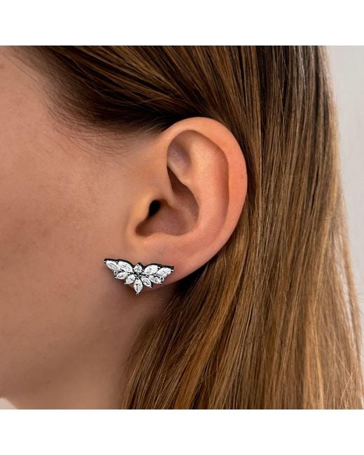 SALLY SKOUFIS Metallic Emergence Ear Climber With Made Cz Diamond Stimulant