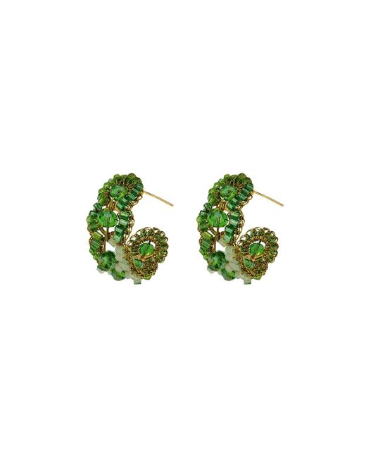 Lavish by Tricia Milaneze Jade Green Mix Olympia Hoop Handmade Crochet Earrings