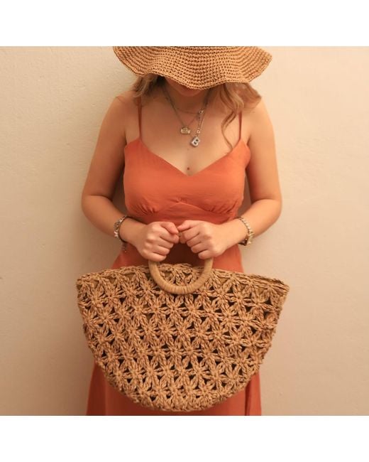 Springmoonatelier Brown Handmade Raffia Lady Handbag