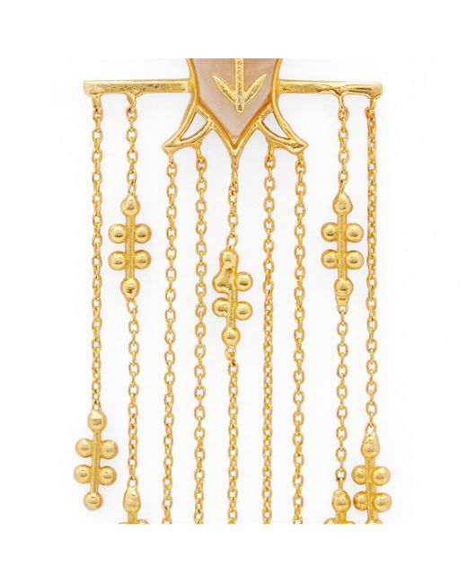Dhwani Bansal Metallic Serai Chandelier Earrings With Mother Of Pearl