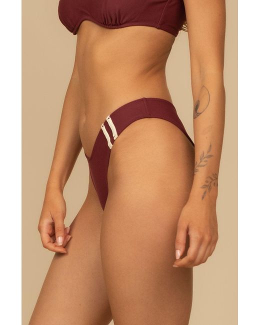 Montce Red Sporty Lulu Zig-Zag Stitch Bikini Bottom