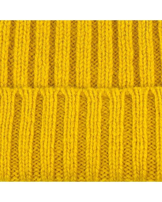 Paul James Knitwear Yellow Lambswool Ribbed Beanie