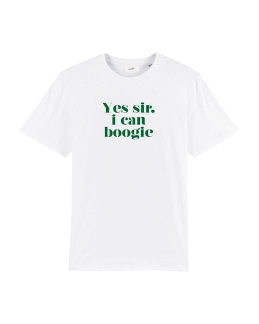 Fanclub White Yes Sir I Can Boogie Oversized Retro Slogan T-Shirt