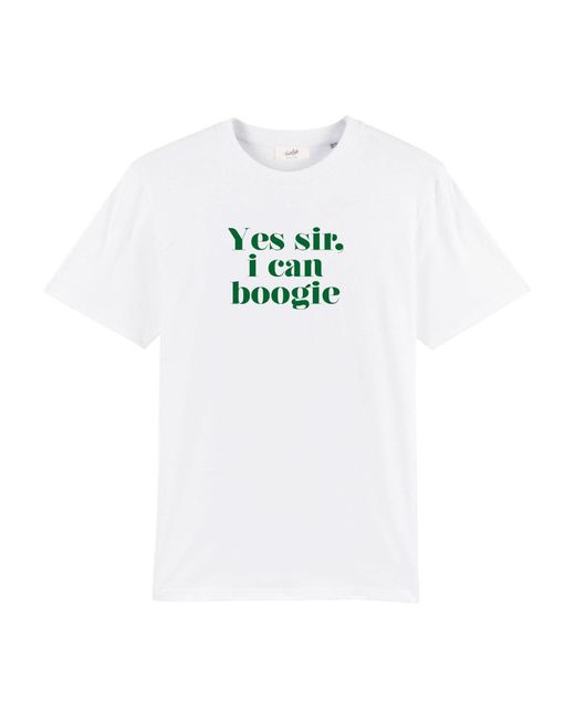 Fanclub White Yes Sir I Can Boogie Oversized Retro Slogan T-shirt