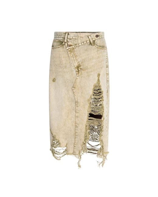 Circular Path Natural Neutrals Cross Over Midi Skirt