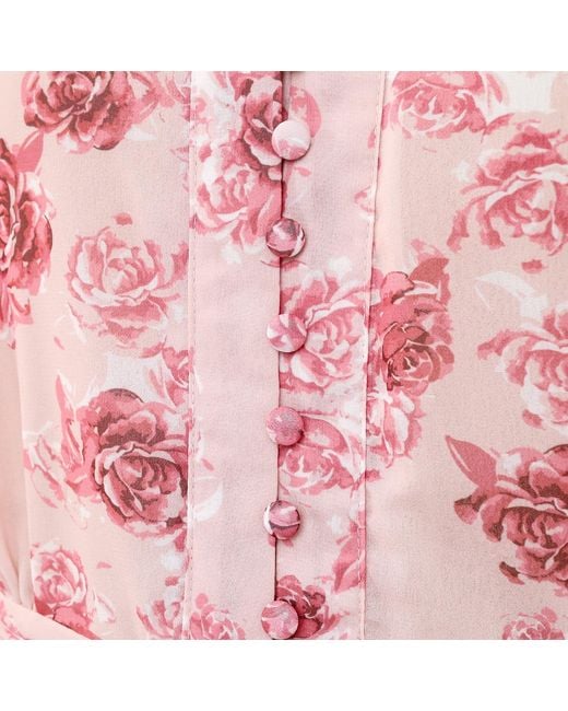 Smart and Joy Pink Floral Print Shirt-Dress
