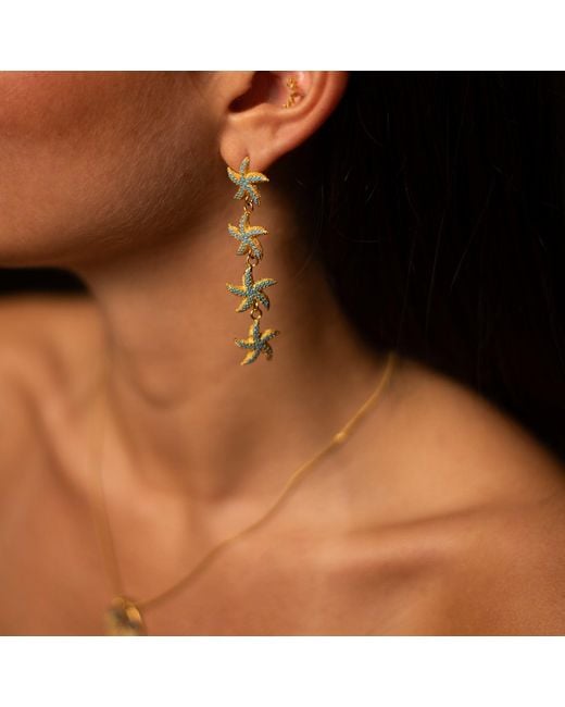 Ebru Jewelry Metallic Starfish Cascade Dangle Earrings