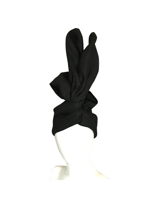 Romer Millinery Black Twisturban Turban Handkerchief Linen