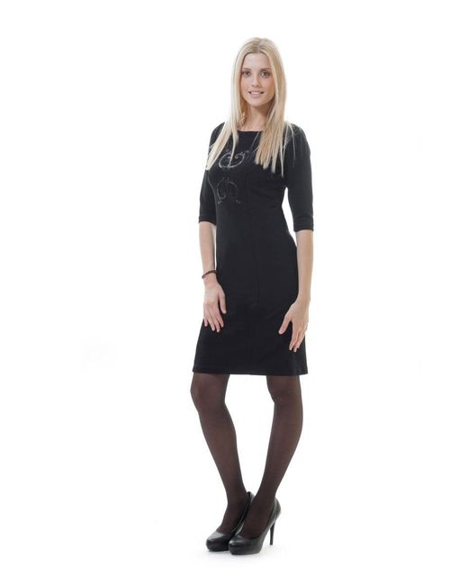 Conquista Black Sequin Detail Stretch Dress